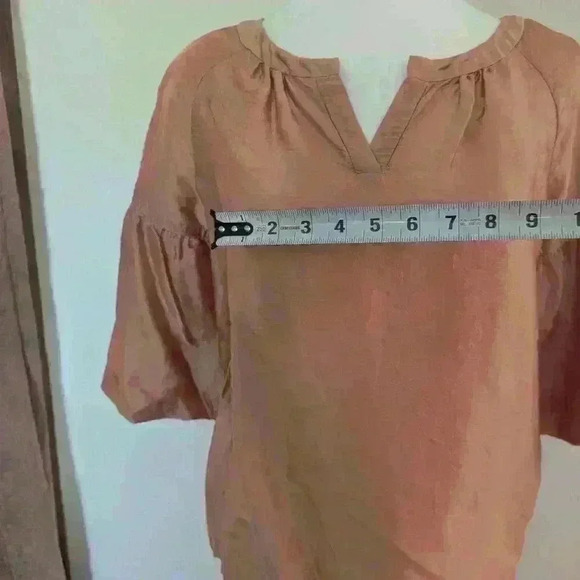 Talbots Peach/Pink Silk Bell Sleeve Blouse - Picture 10 of 11